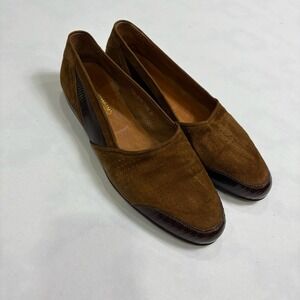 Romano Martegani Italy Men's Suede Embossed Leather Slip‎ On Shoes Brown 10.5 D